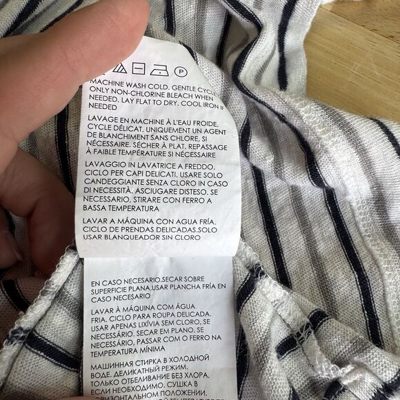 Club Monaco 100% Linen Striped Long Sleeve Tee Round Neck Stretch Thin Large EUC - Picture 13 of 13